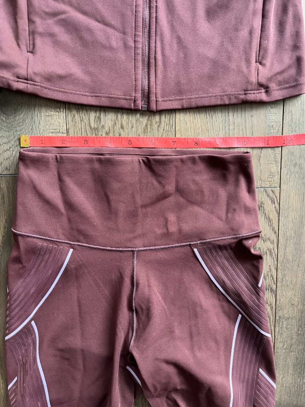 VSX Elevate Contours 3 Piece Set Burgundy Brown Jacket Leggings Sport Bra Size S - Picture 8 of 11